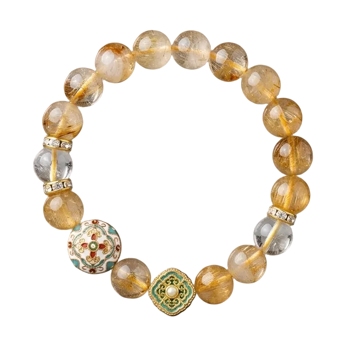 Bracelet with yellow beads and decorative clasp