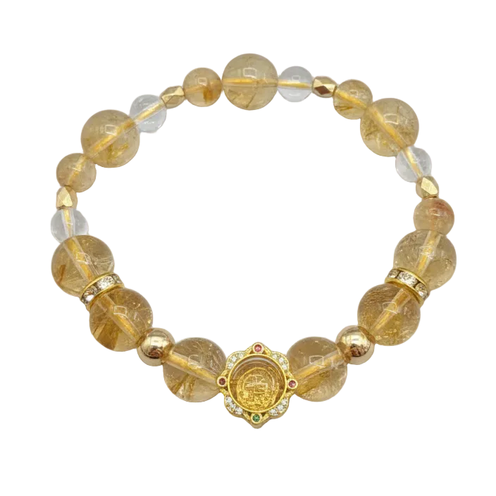 Gold bracelet with yellow and clear beads