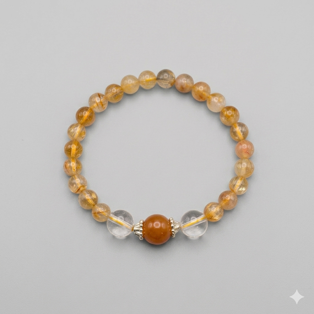 Beaded bracelet with orange and clear beads