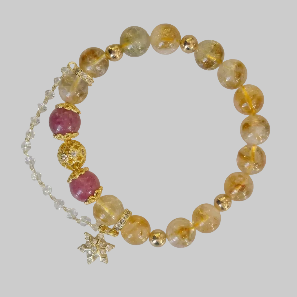 Citrine & Gold Snowflake Bracelet