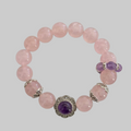 Rose Quartz & Amethyst Bracelet with Silver Flower Centrepiece