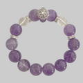 Amethyst & Clear Quartz Bracelet with Silver Pavé Flower