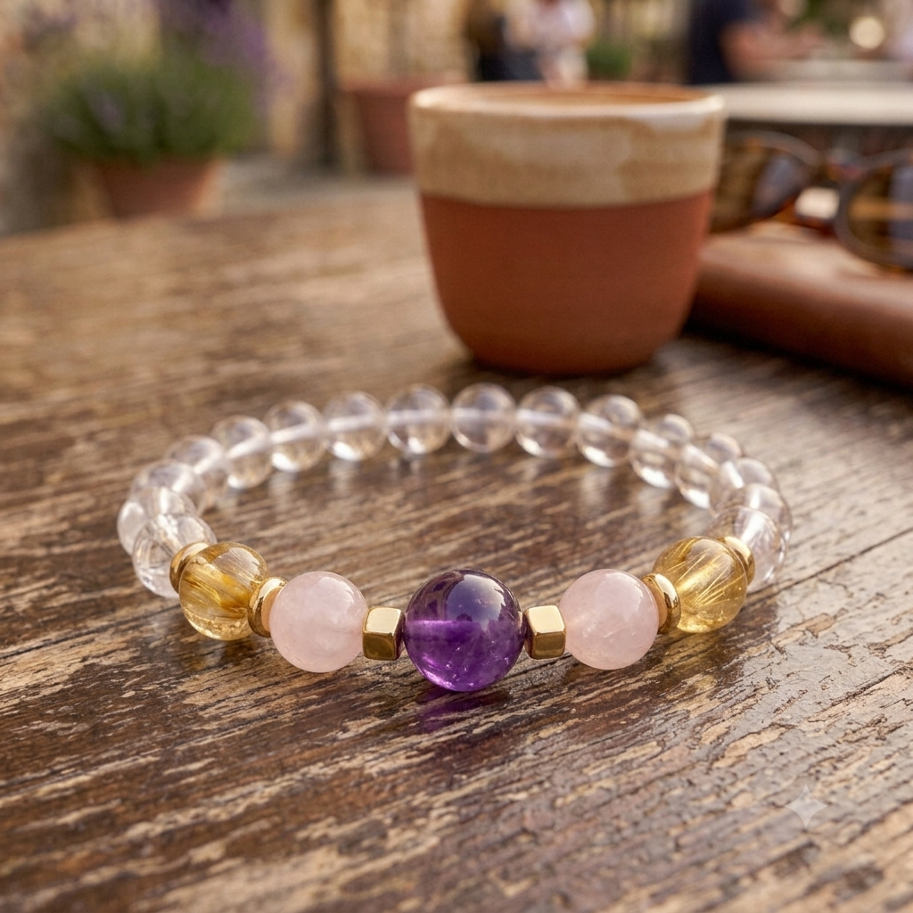 Clear Quartz & Multi-Crystal Intention Bracelet