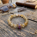 Citrine & Amethyst Om Bracelet with Star Space Bead