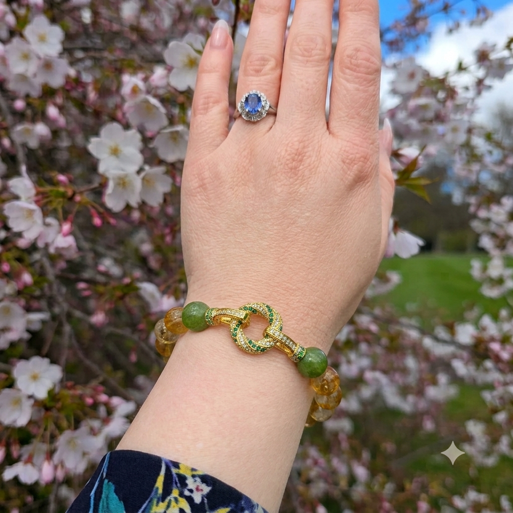 Citrine & Green tourmaline Statement Bracelet