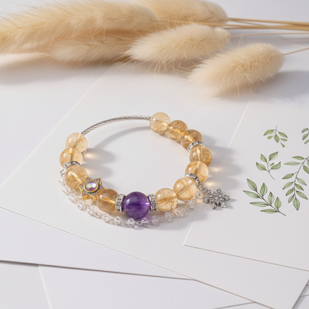 Citrine Amethyst Bangle Pampas Lifestyle