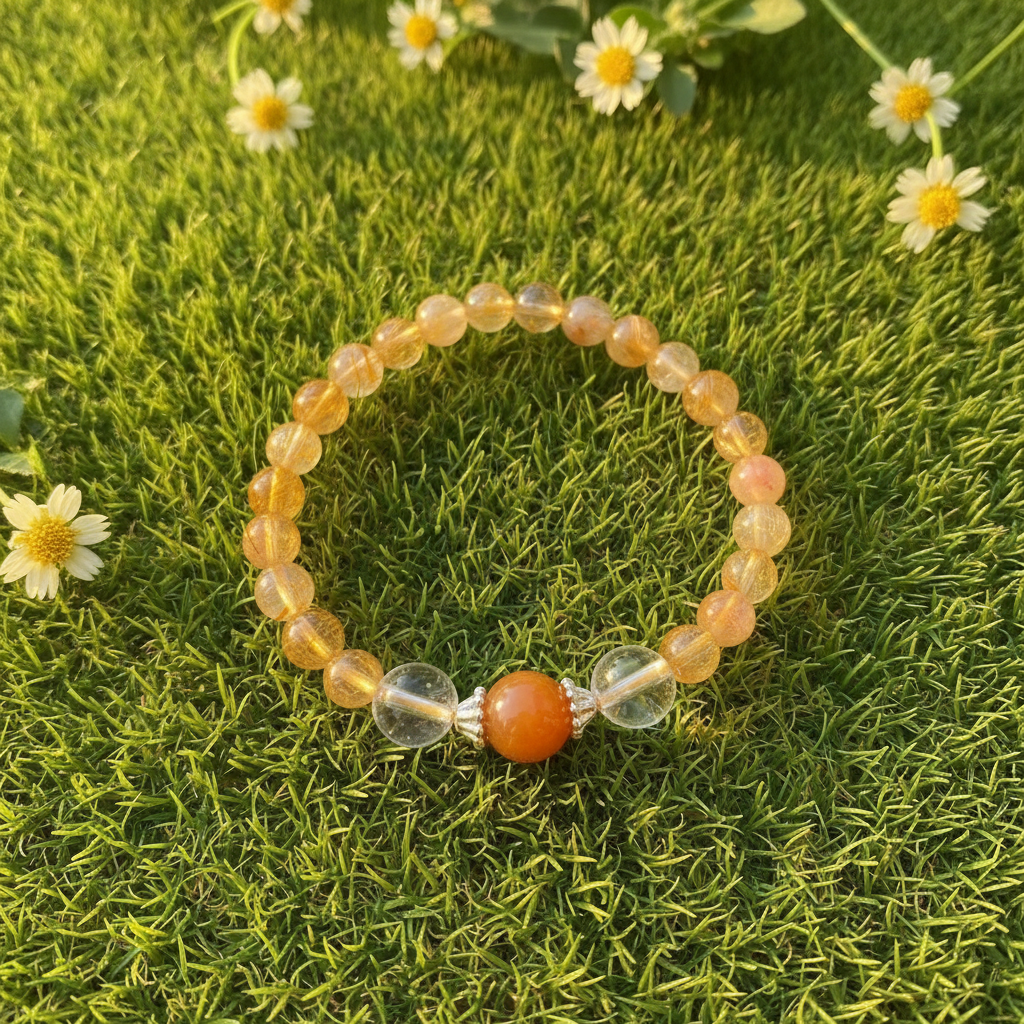 Citrine Bracelet Grass Flat Lay