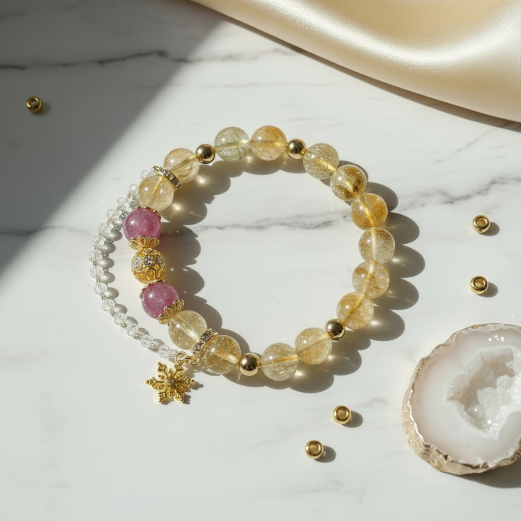 Citrine Ruby Tourmaline Bracelet - Amber Toned