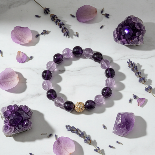 Dual Tone Amethyst Gold Filigree Ball Bracelet Lifestyle