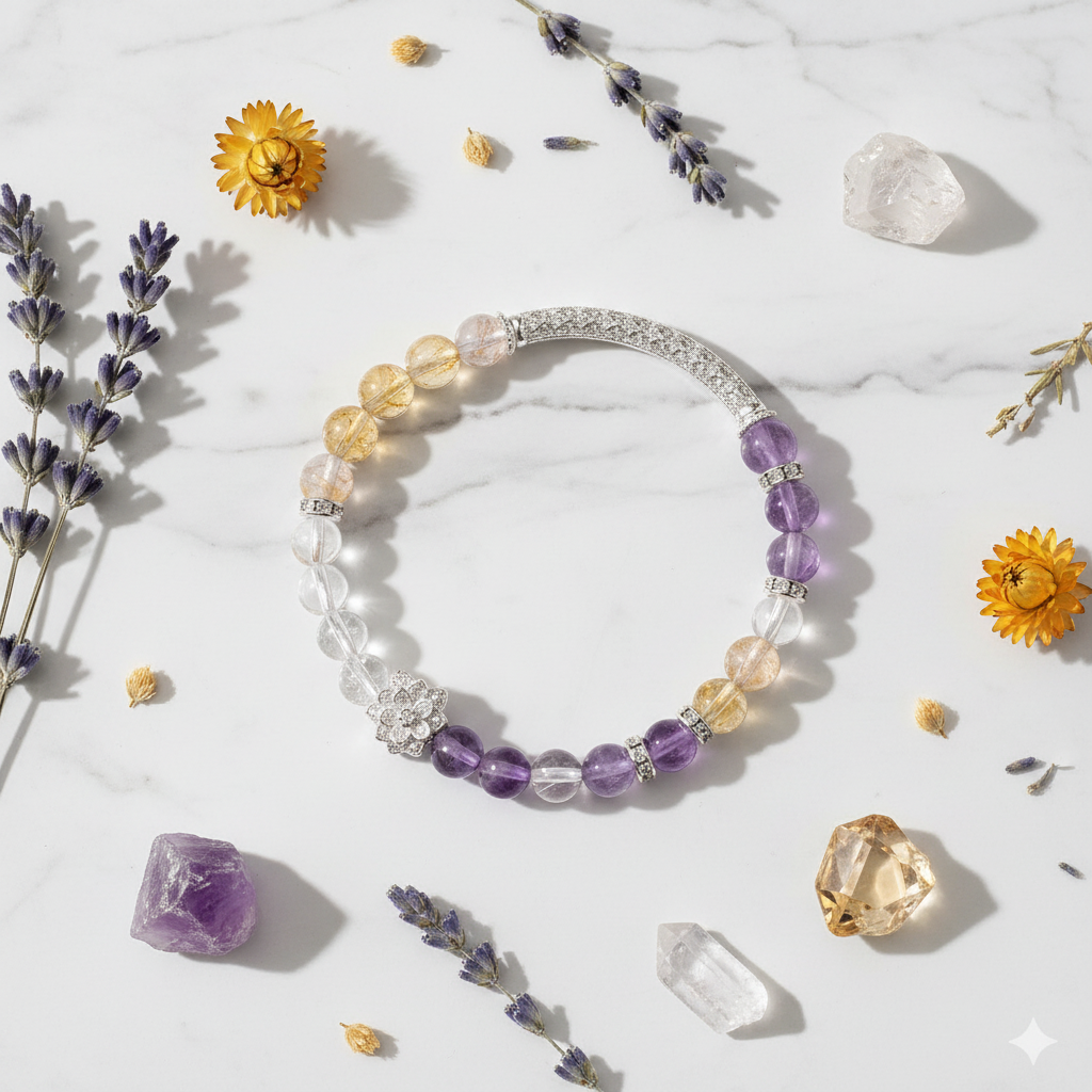 Mixed Crystal Bracelet on Marble
